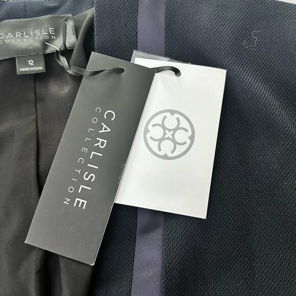 CARLISLE COLLECTION Womens Jacket 12 Navy Blue Satin Trim Timeless Classic - Picture 2 of 13